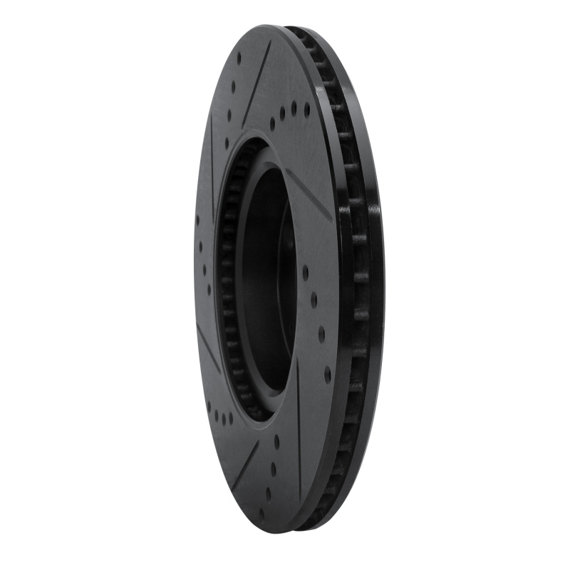 Fiat 124 Spider Brake Rotor (1) - Front Right - R1 Concepts - Drilled & Slotted - Black - `16-`25